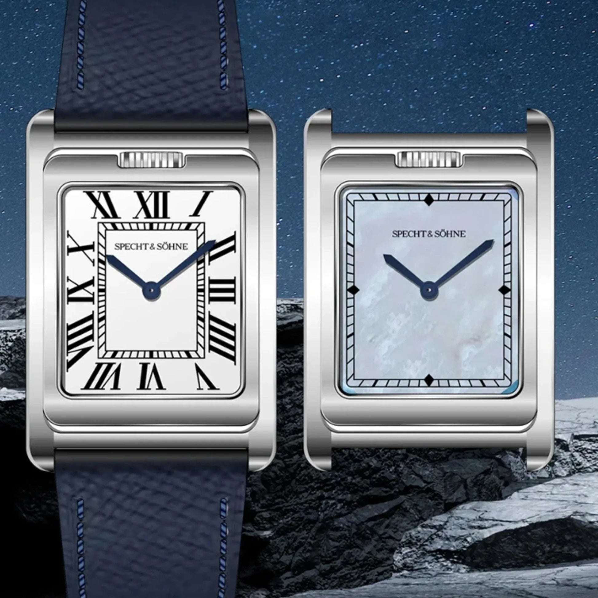 Specht & Söhne Square Double Face Men's Watches Stainless Steel Sapphire Crystal watch - DREAM WATCHES