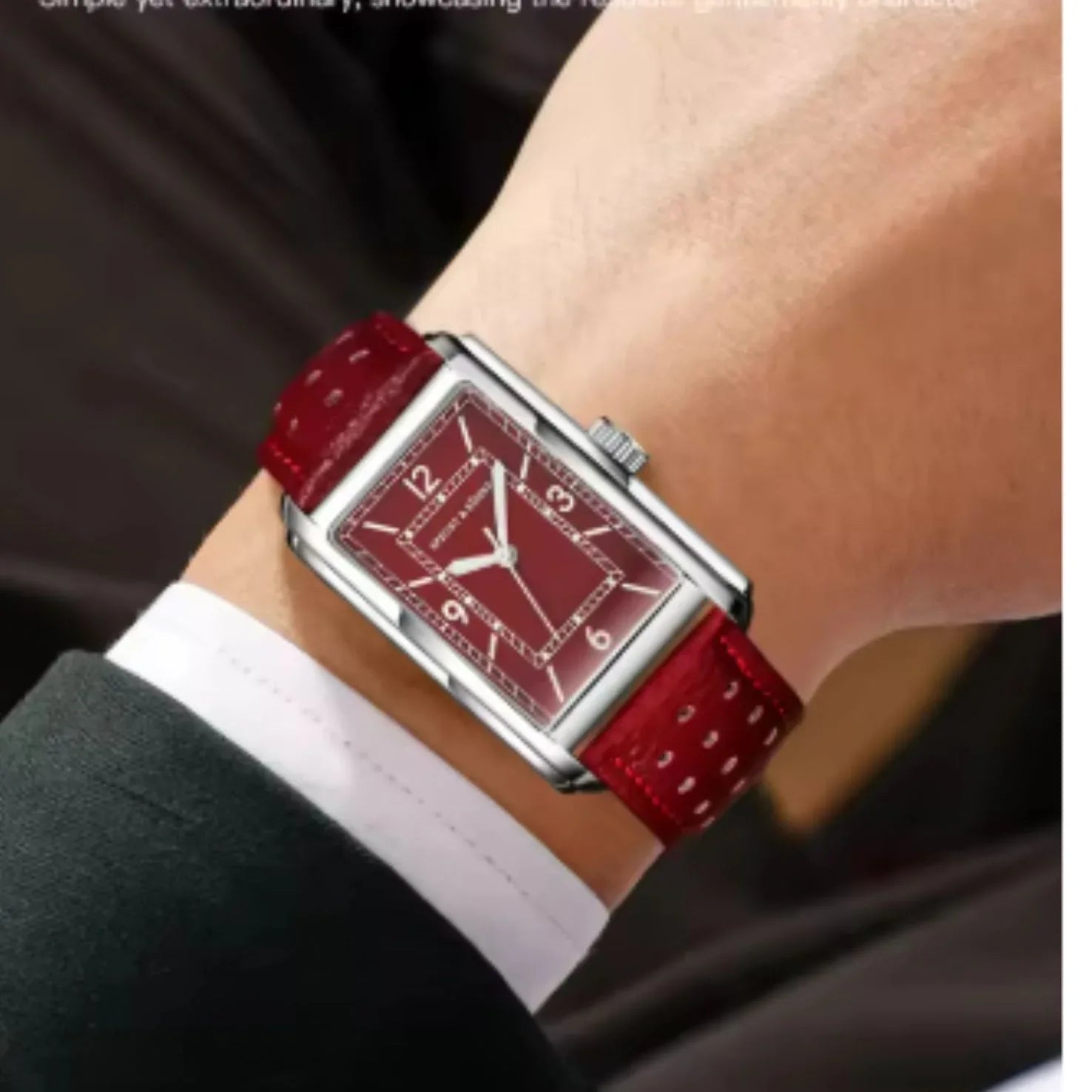 Specht & Söhne Square Japanese Ultrathin VH31 Movt Unisex Watch - Maroon - DREAM WATCHES