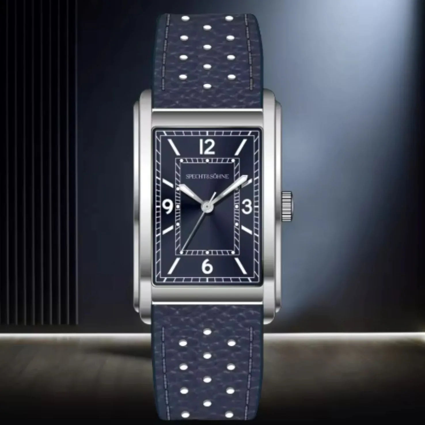 Specht & Söhne Square Japanese Ultrathin VH31 Movt Unisex Watch - Navy Blue - DREAM WATCHES