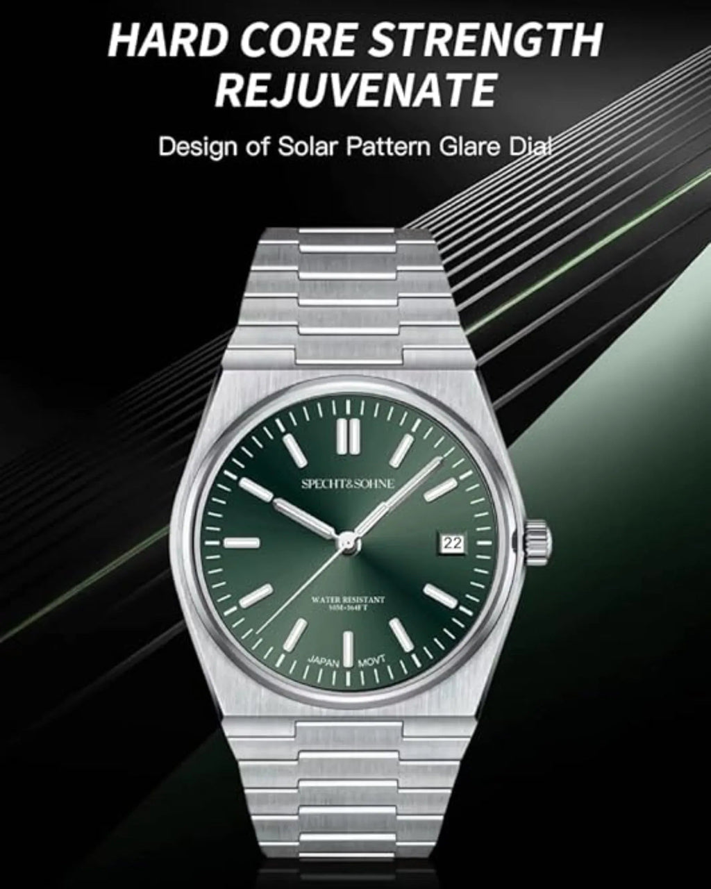 Specht&Sohne 41 Mm Mens Luxury Watch With Japanese Quartz Movement- Quartz Green - DREAM WATCHES