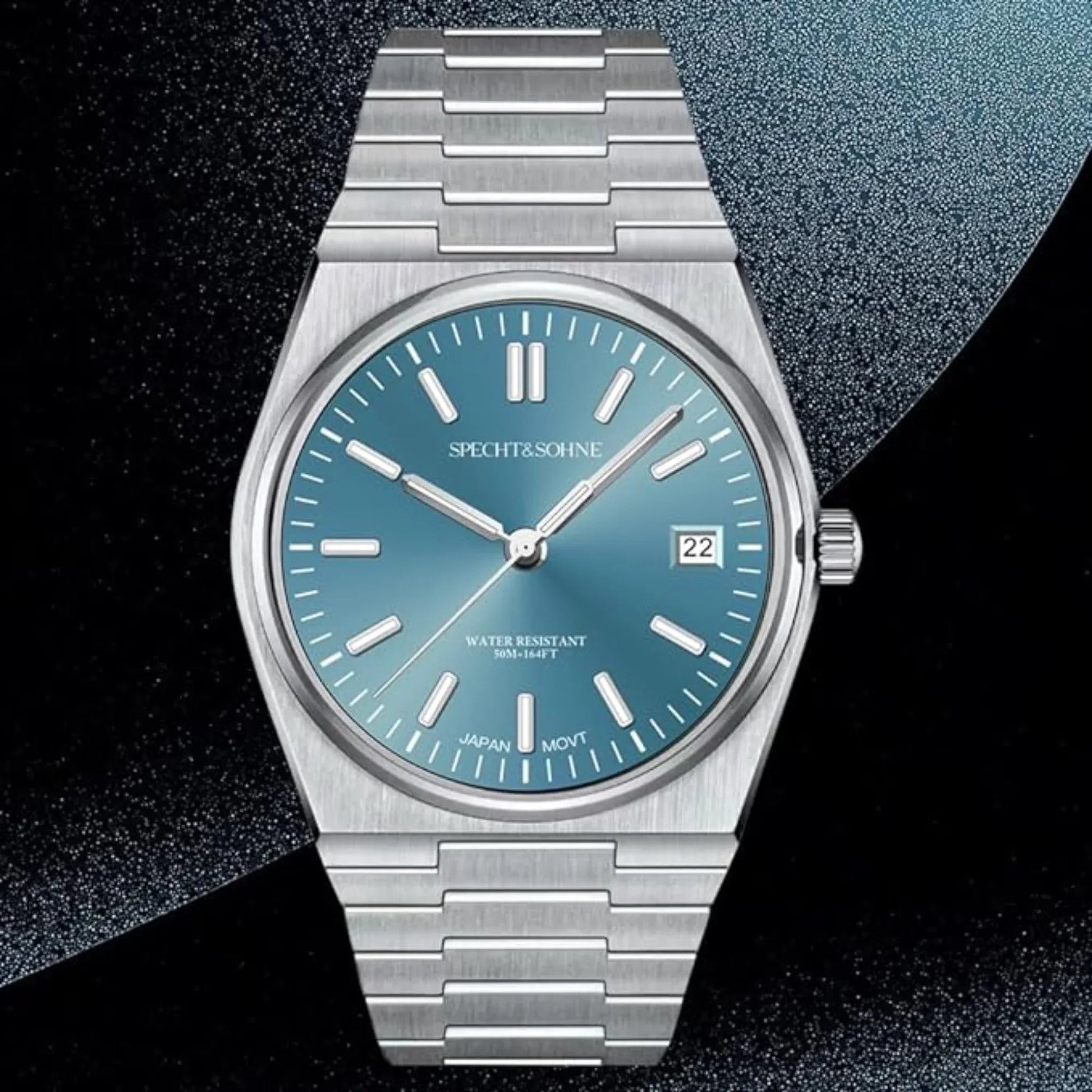 Specht&Sohne 41 Mm Mens Luxury Watch With Japanese Quartz Movement- Quartz Sky Blue - DREAM WATCHES