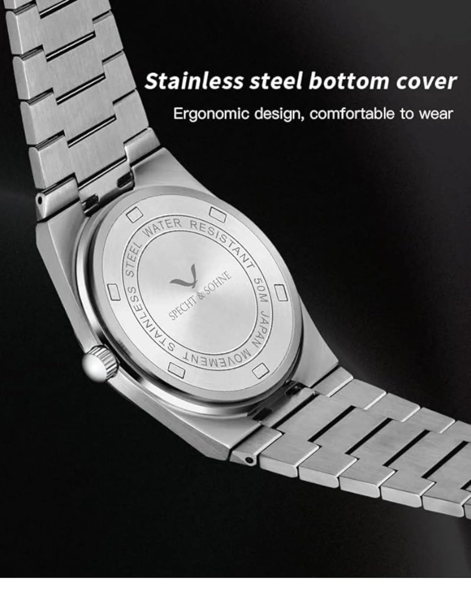 Specht&Sohne 41Mm Mens Luxury Watch With Japanese Quartz Movement- Quartz Black - DREAM WATCHES
