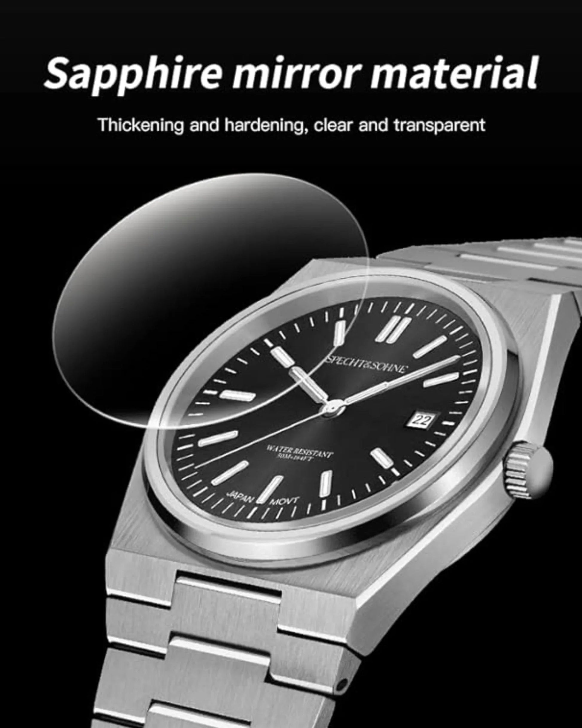 Specht&Sohne 41Mm Mens Luxury Watch With Japanese Quartz Movement- Quartz Black - DREAM WATCHES