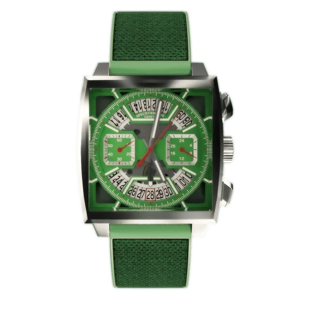 Specht&Sohne Mens Luxury Watch with Seiko VK64 Movement - Monaco X Green Edition - DREAM WATCHES