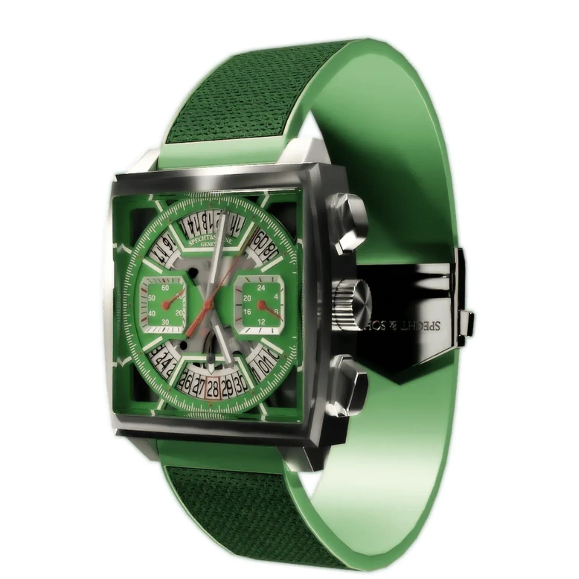 Specht&Sohne Mens Luxury Watch with Seiko VK64 Movement - Monaco X Green Edition - DREAM WATCHES