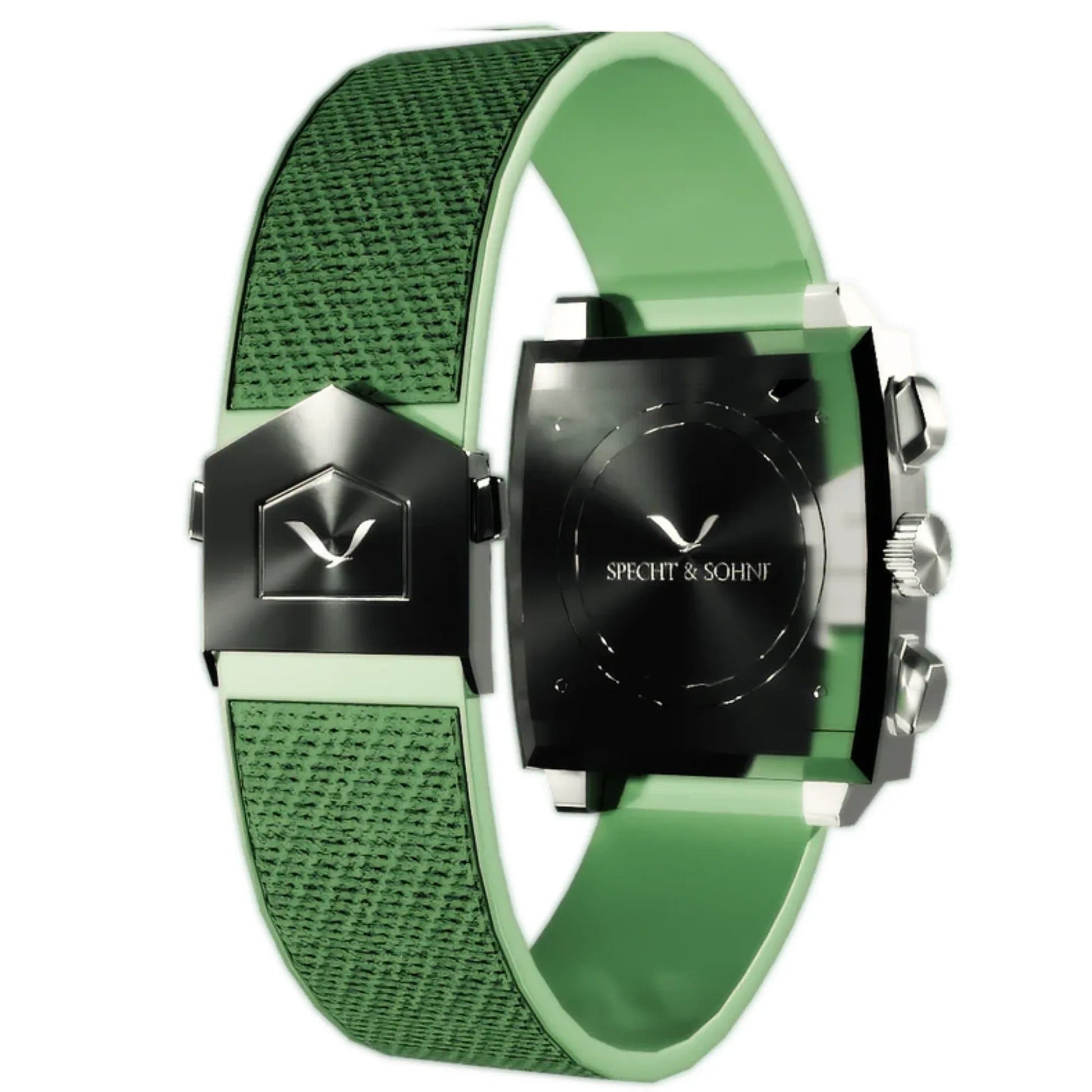 Specht&Sohne Mens Luxury Watch with Seiko VK64 Movement - Monaco X Green Edition - DREAM WATCHES