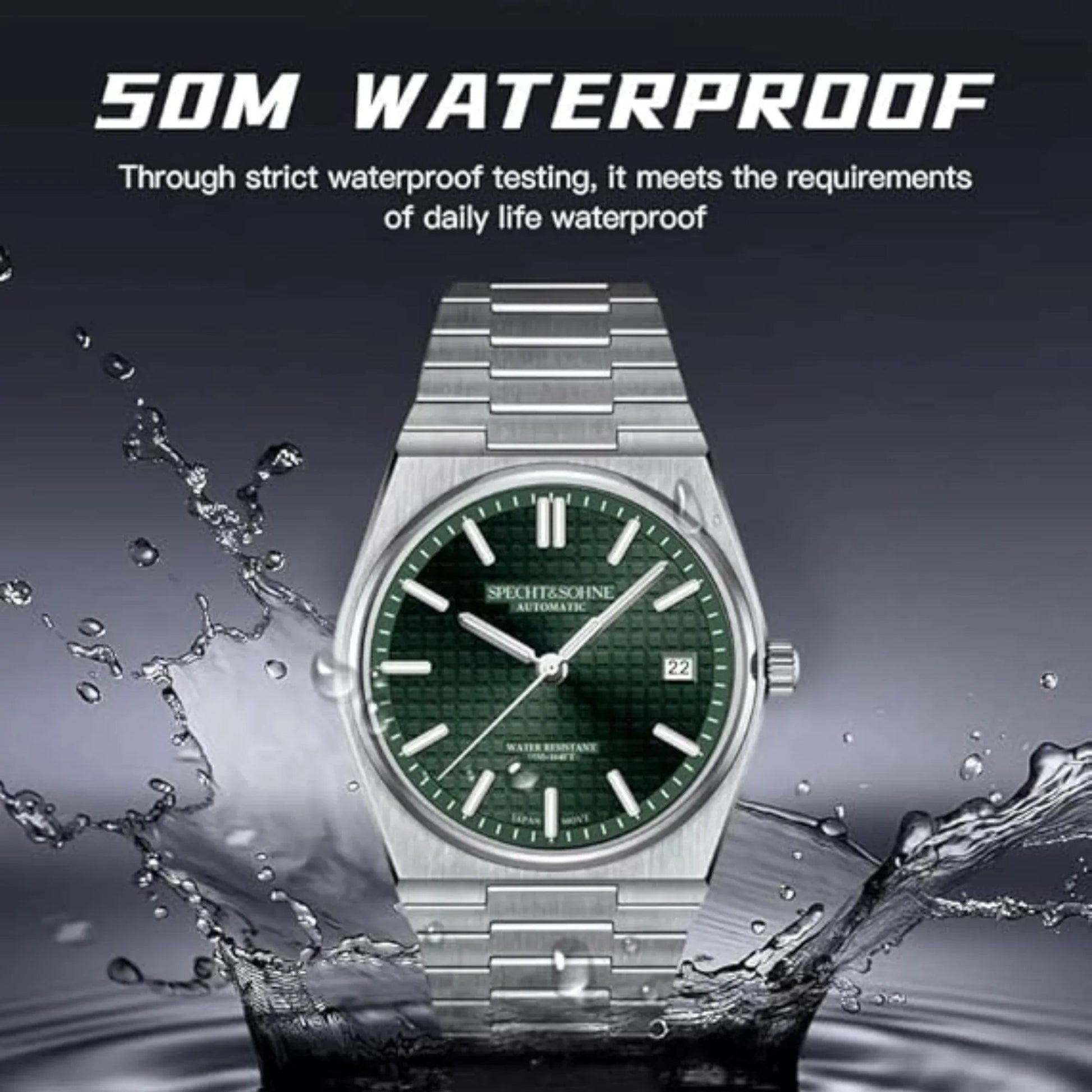 SPECHT&SOHNE Men's Mechanical Wristwatch Automatic Watches Sapphire Crystal 37MM Stainless Steel - DREAM WATCHES