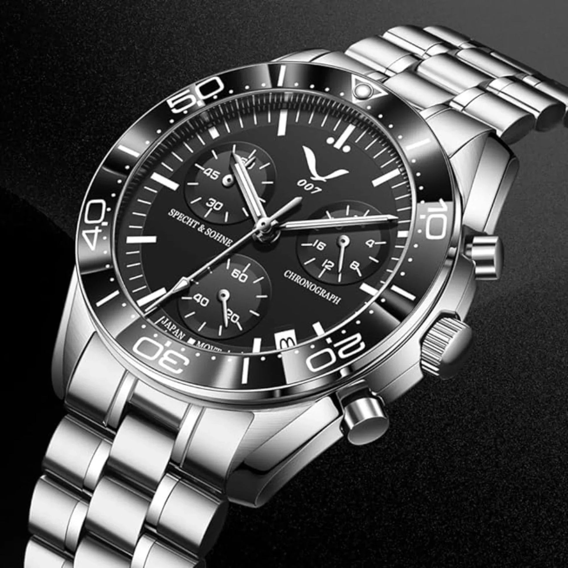 Specht&Sohne Men's Quartz Choronograph with VK68 Japanese Movement - Black - DREAM WATCHES