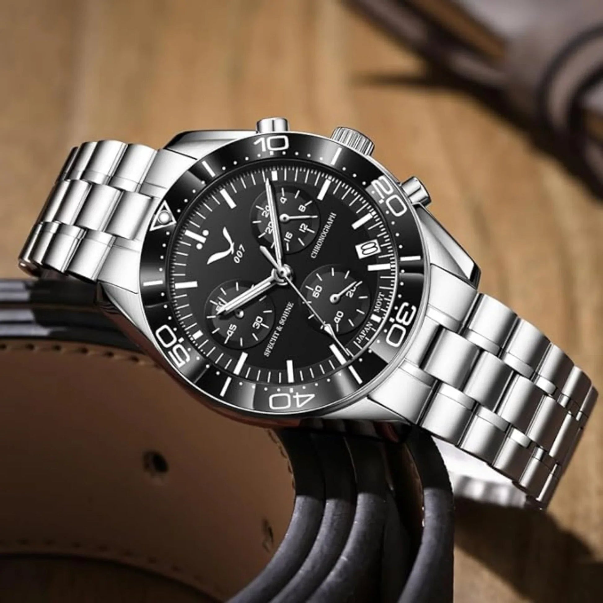 Specht&Sohne Men's Quartz Choronograph with VK68 Japanese Movement - Black - DREAM WATCHES