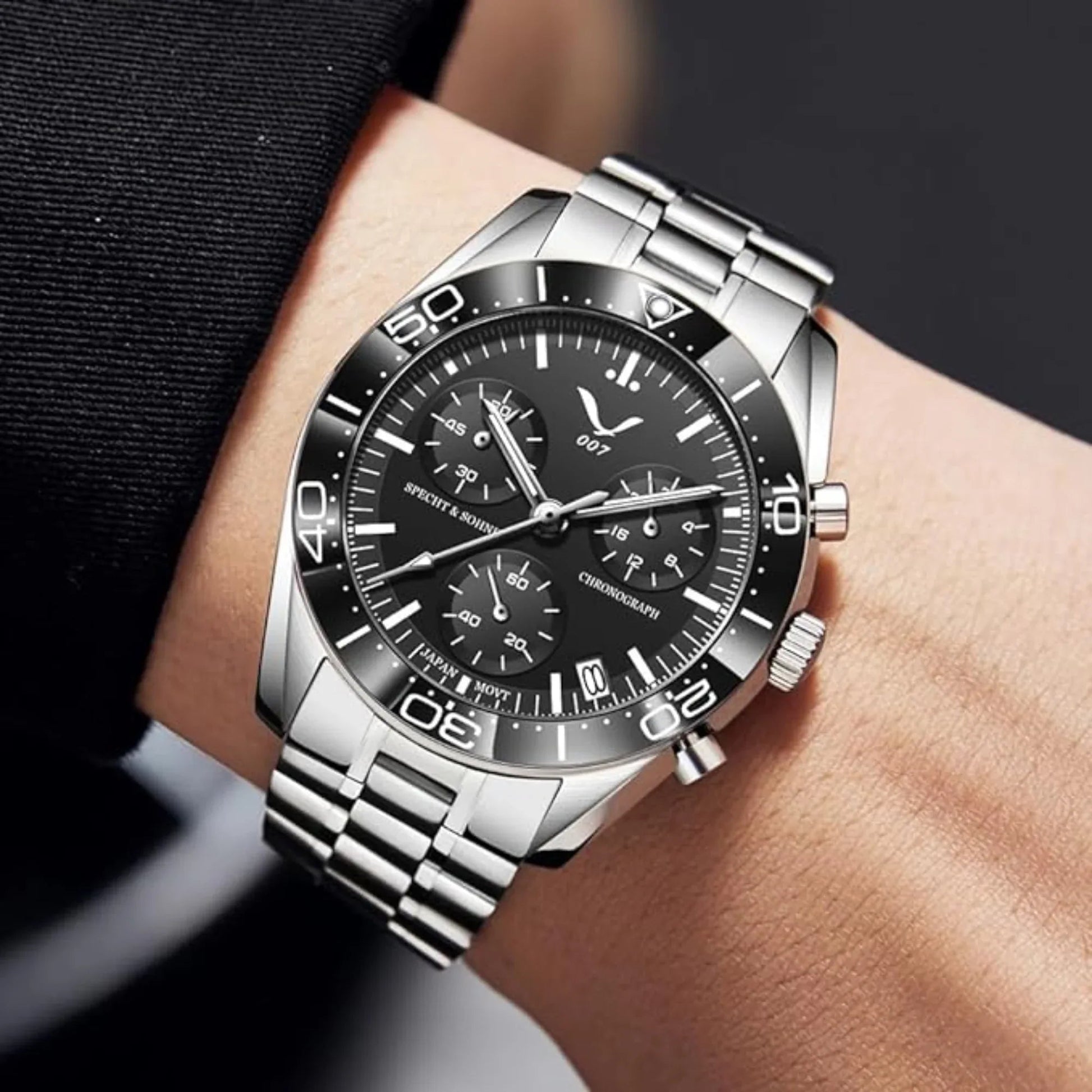 Specht&Sohne Men's Quartz Choronograph with VK68 Japanese Movement - Black - DREAM WATCHES