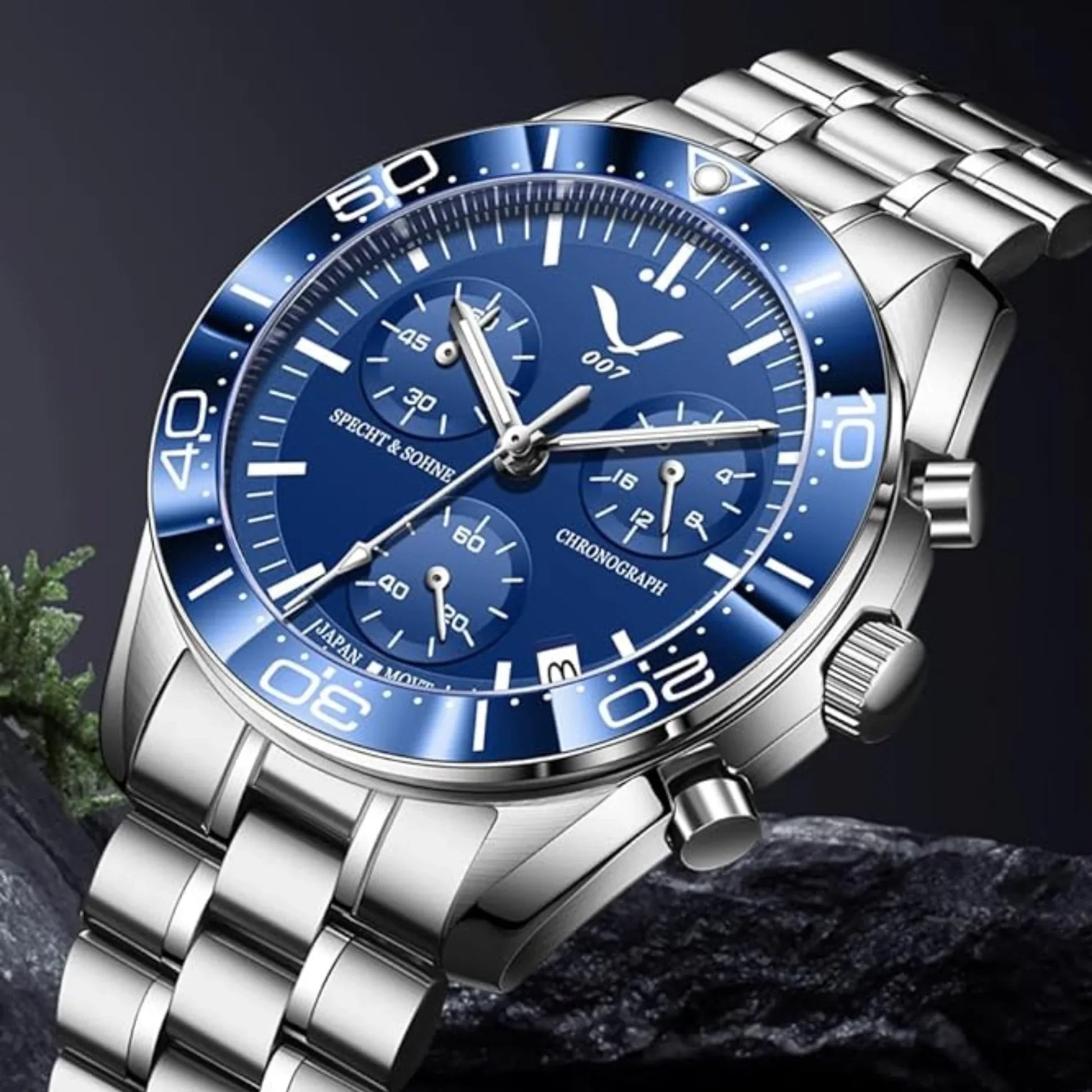 Specht&Sohne Men's Quartz Choronograph with VK68 Japanese Movement - Blue - DREAM WATCHES