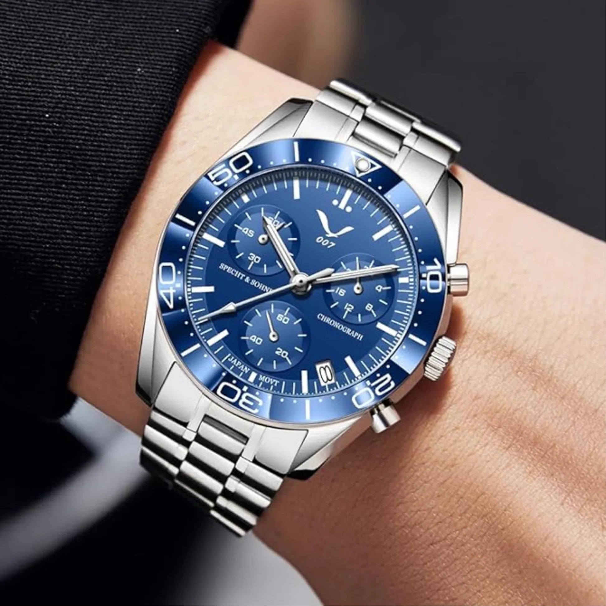 Specht&Sohne Men's Quartz Choronograph with VK68 Japanese Movement - Blue - DREAM WATCHES