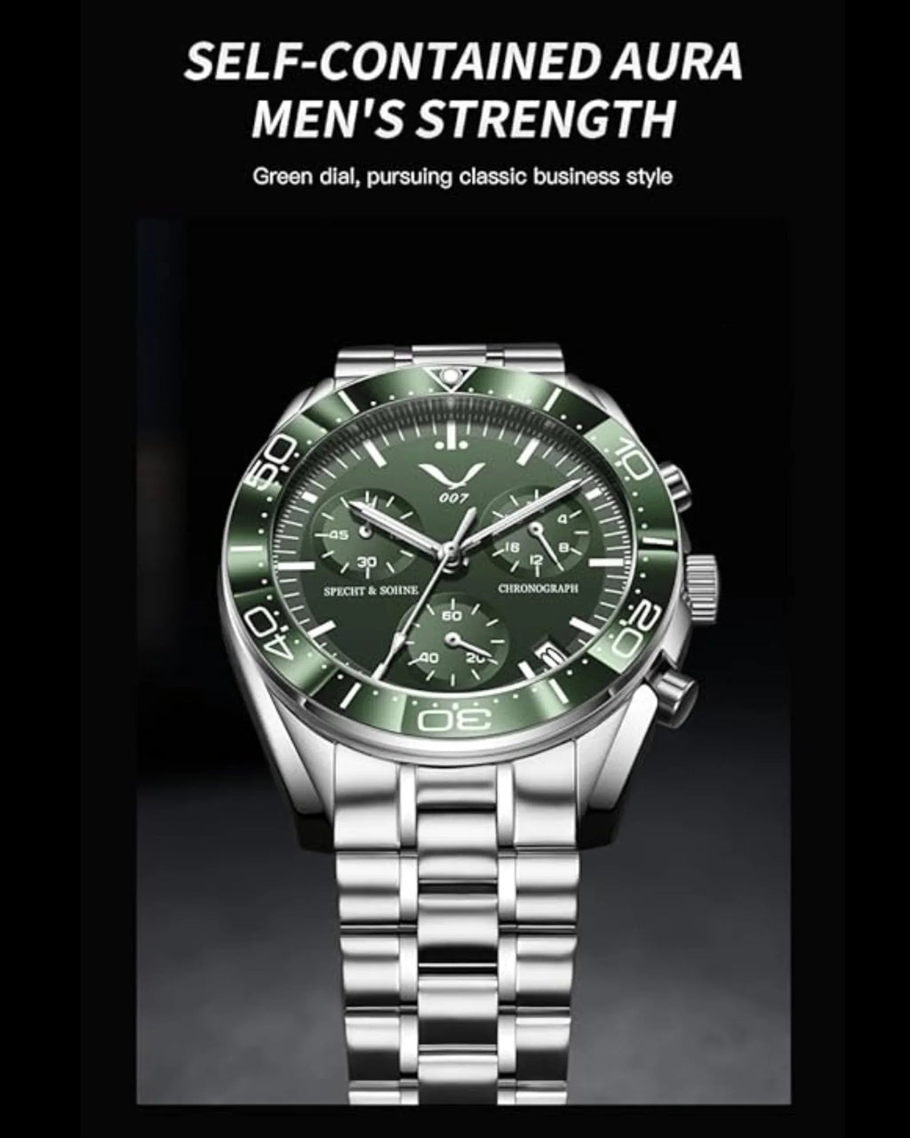 Specht&Sohne Men's Quartz Choronograph with VK68 Japanese Movement - Green - DREAM WATCHES