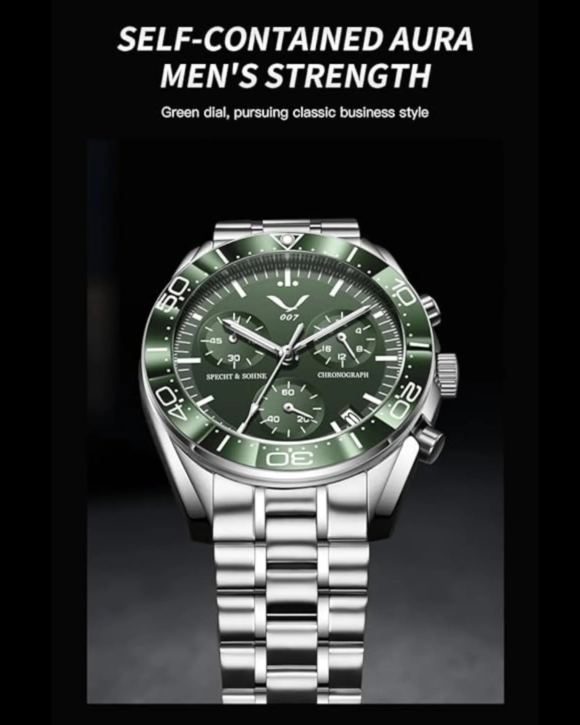 Specht&Sohne Men's Quartz Choronograph with VK68 Japanese Movement - Green - DREAM WATCHES