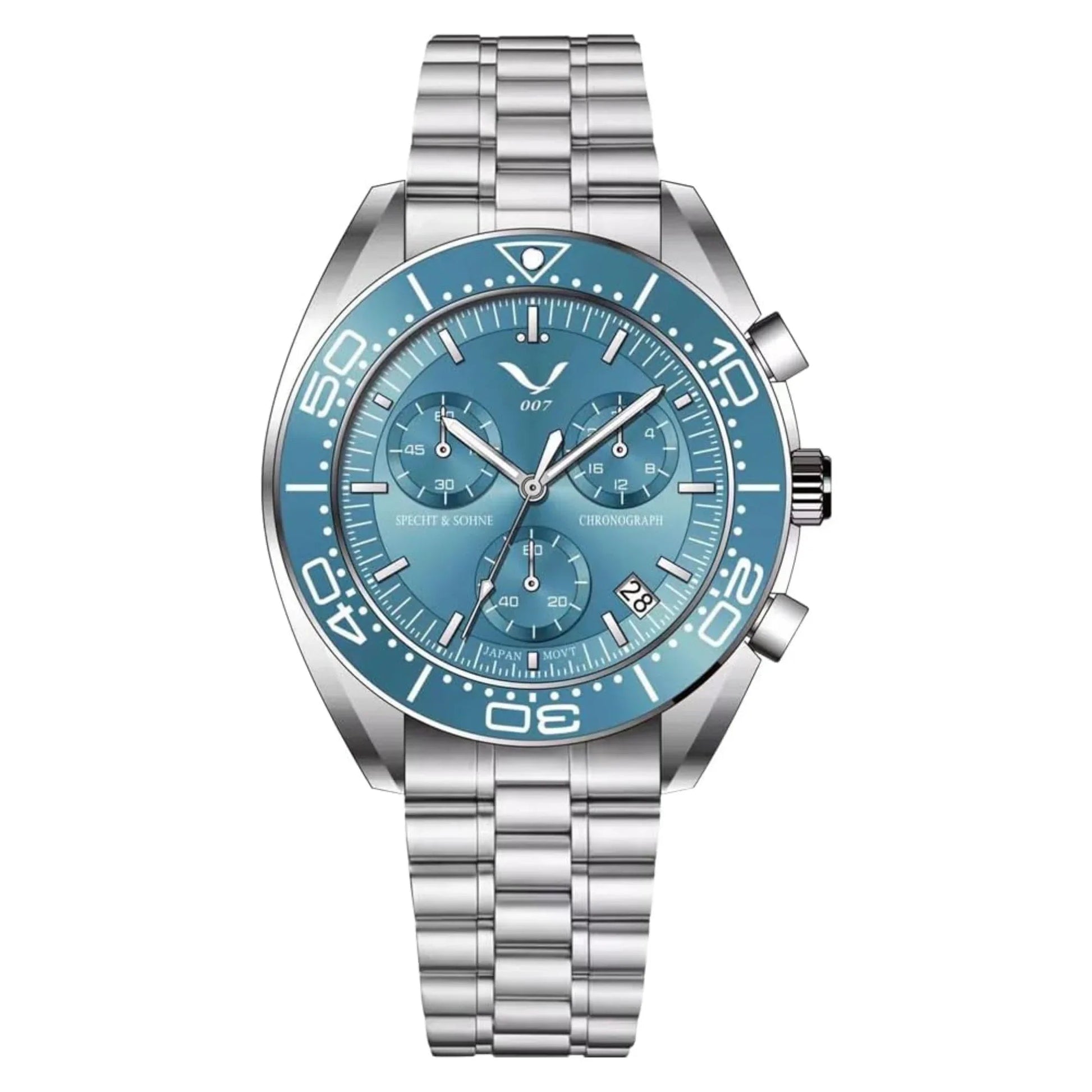 Specht&Sohne Men's Quartz Choronograph with VK68 Japanese Movement - Sky Blue - DREAM WATCHES
