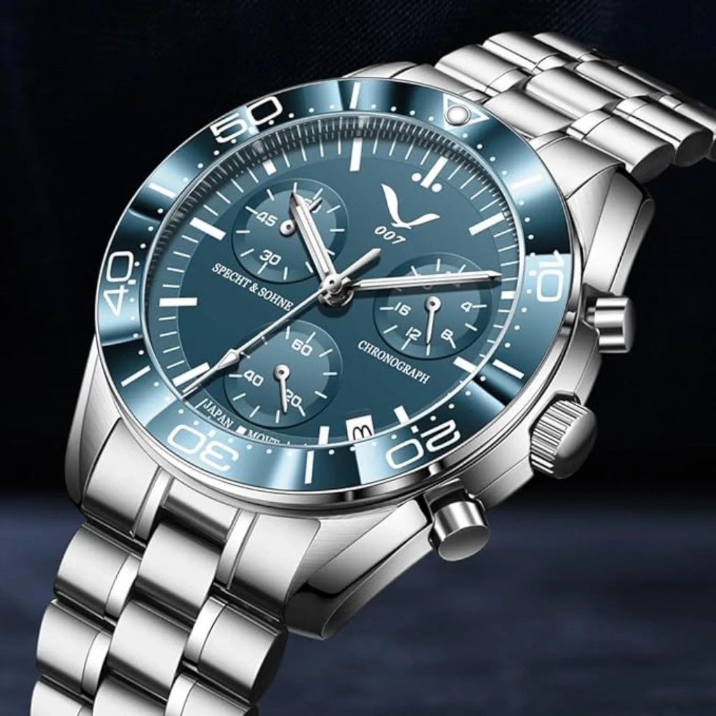 Specht&Sohne Men's Quartz Choronograph with VK68 Japanese Movement - Sky Blue - DREAM WATCHES