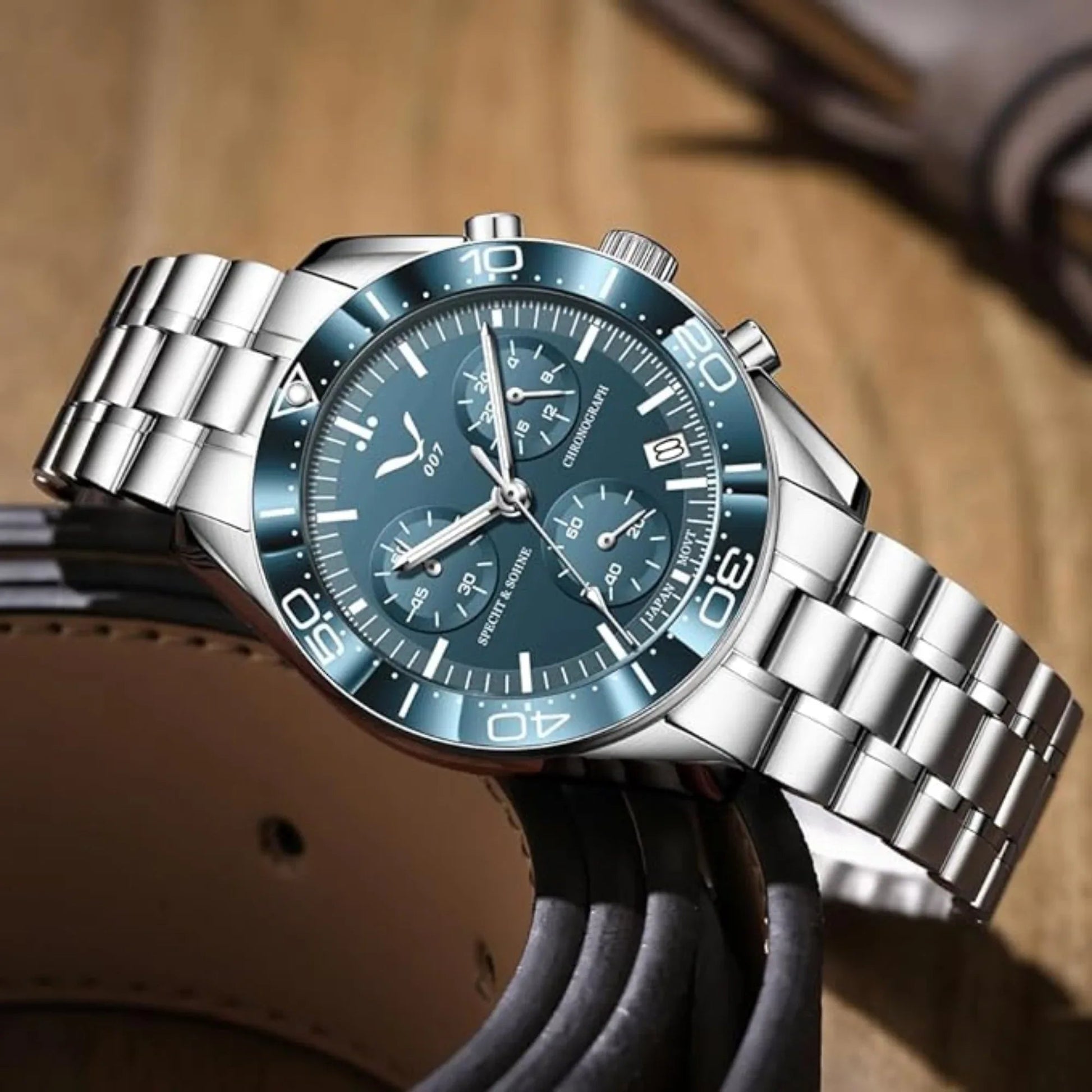 Specht&Sohne Men's Quartz Choronograph with VK68 Japanese Movement - Sky Blue - DREAM WATCHES