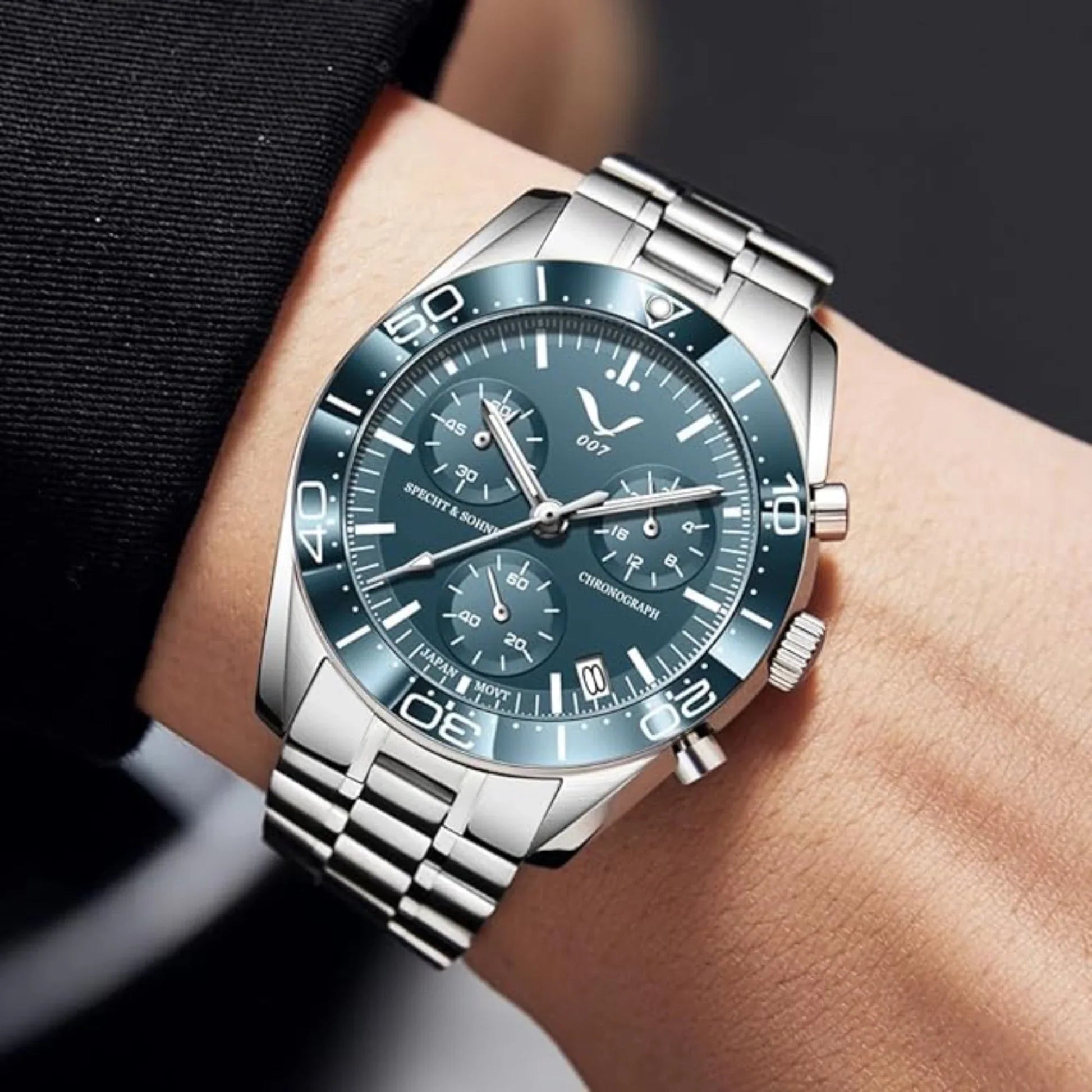 Specht&Sohne Men's Quartz Choronograph with VK68 Japanese Movement - Sky Blue - DREAM WATCHES
