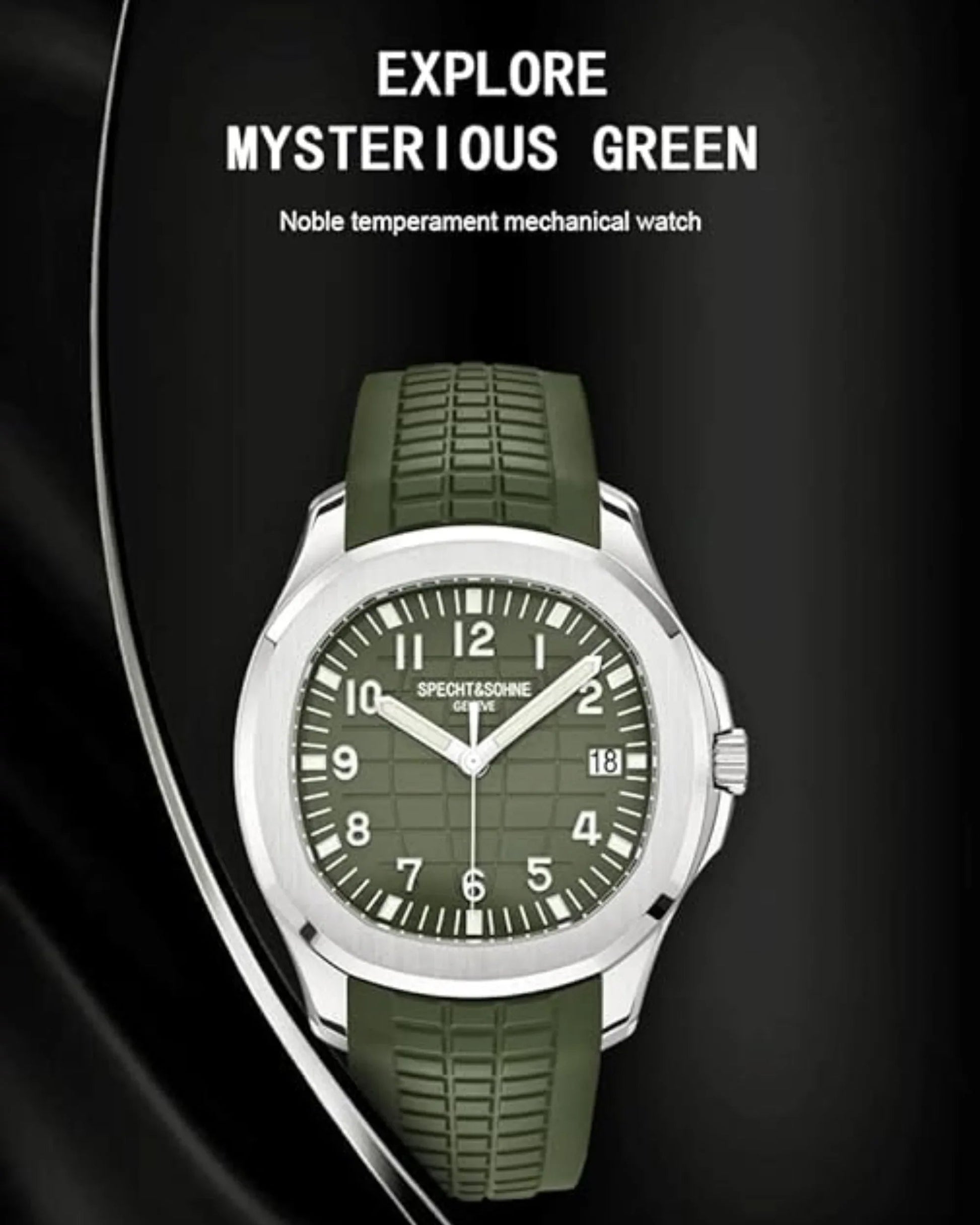 Specht&Sohne Modern 42 mm Miyota 8215 Movement Classic Mechanical Wristwatch - Green - DREAM WATCHES