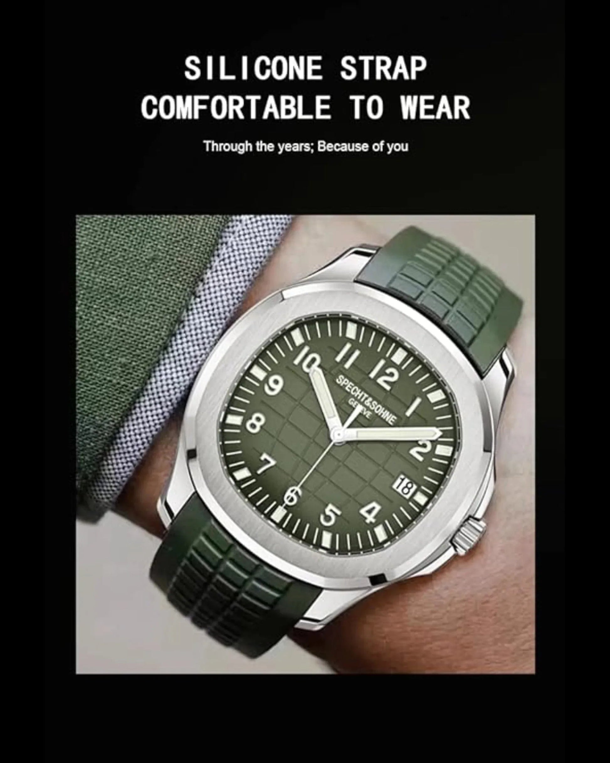 Specht&Sohne Modern 42 mm Miyota 8215 Movement Classic Mechanical Wristwatch - Green - DREAM WATCHES