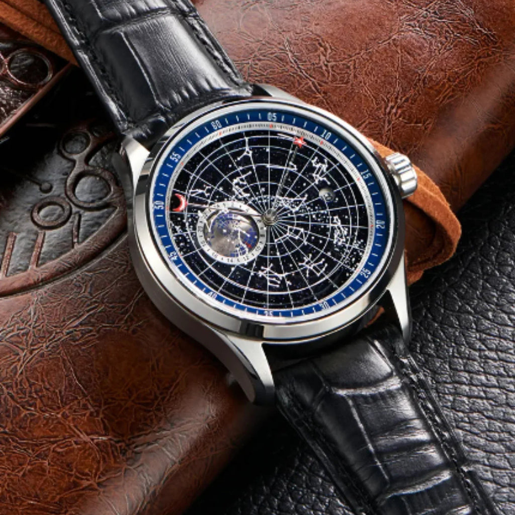 Star Sky Earth Hand Custom with Japanese Miyota 8217 Automatic Watch - DREAM WATCHES
