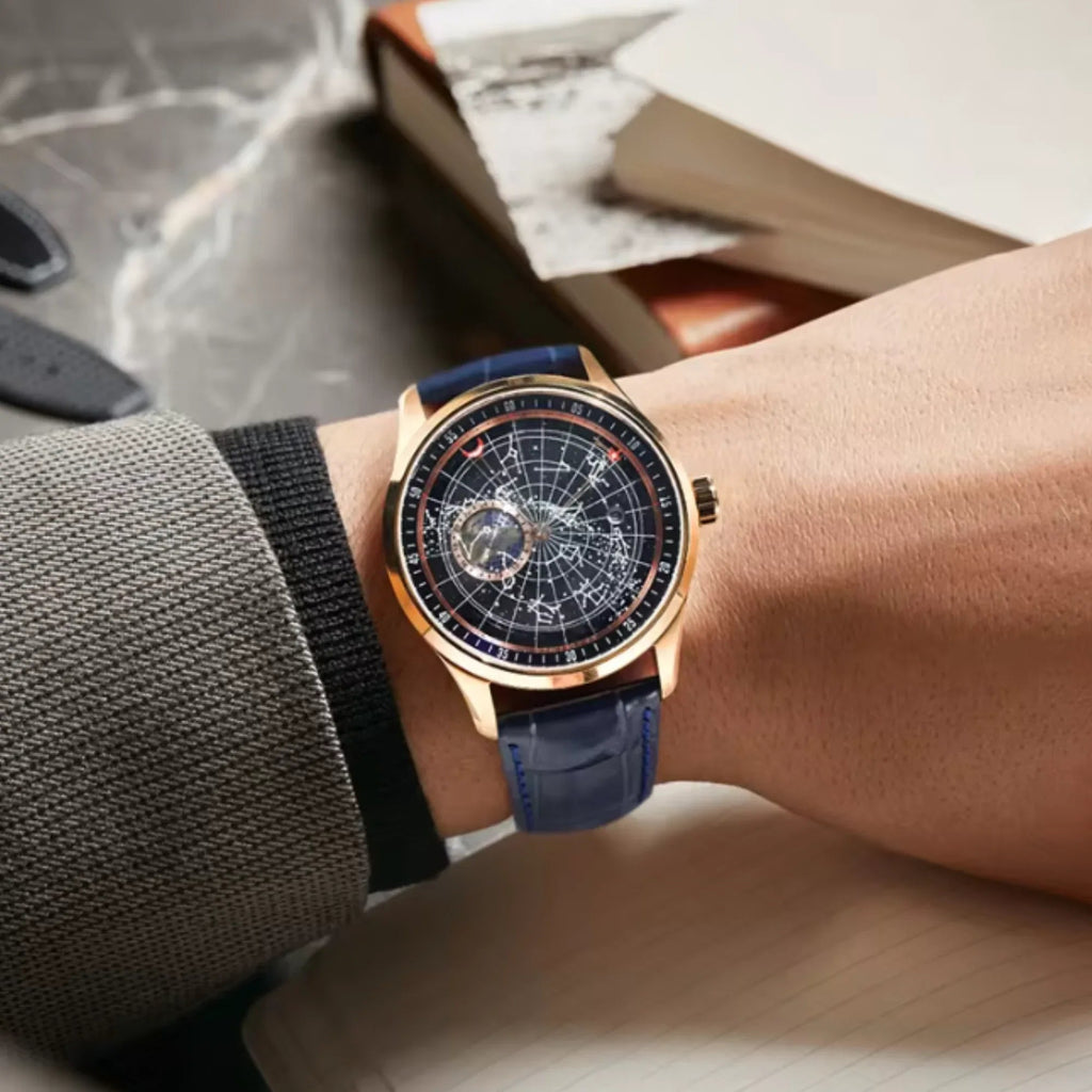 Star Sky Earth Hand Custom with Japanese Miyota 8217 Automatic Watch - DREAM WATCHES