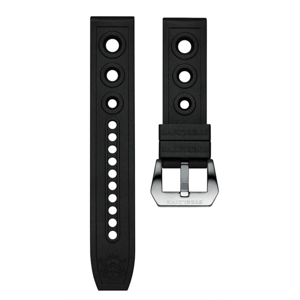 Steeldive Hole Rubber Watch Strap Watch Band - Black 22 mm - DREAM WATCHES