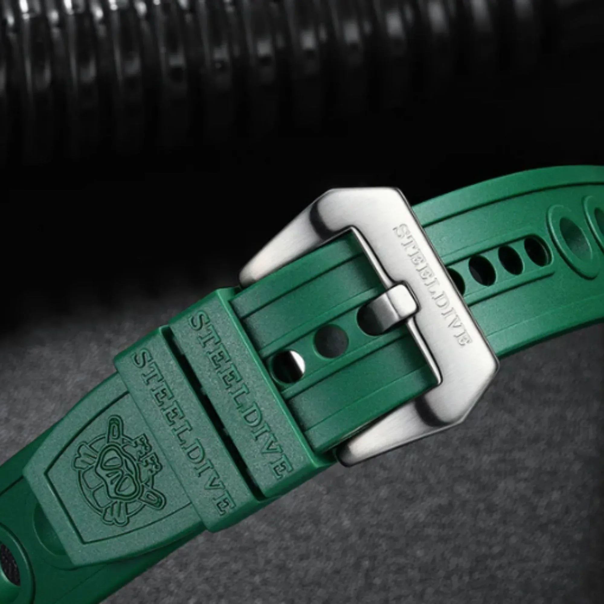 Steeldive Hole Rubber Watch Strap Watch Band - Green 20 mm - DREAM WATCHES