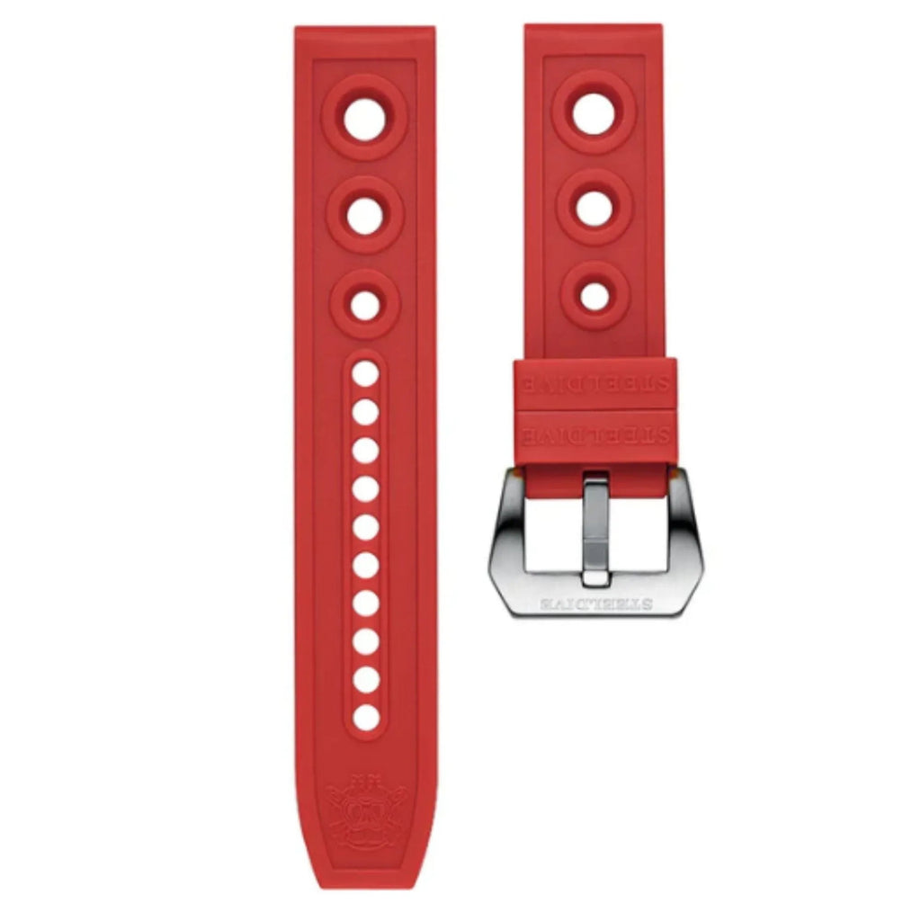 Steeldive Hole Rubber Watch Strap Watch Band - Red 22 mm - DREAM WATCHES