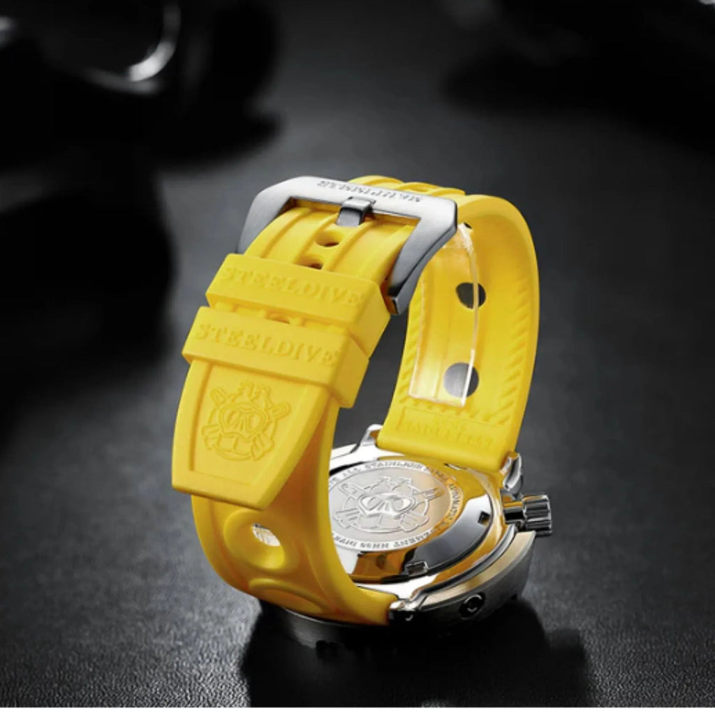 Steeldive Hole Rubber Watch Strap Watch Band - Yellow 20 mm - DREAM WATCHES