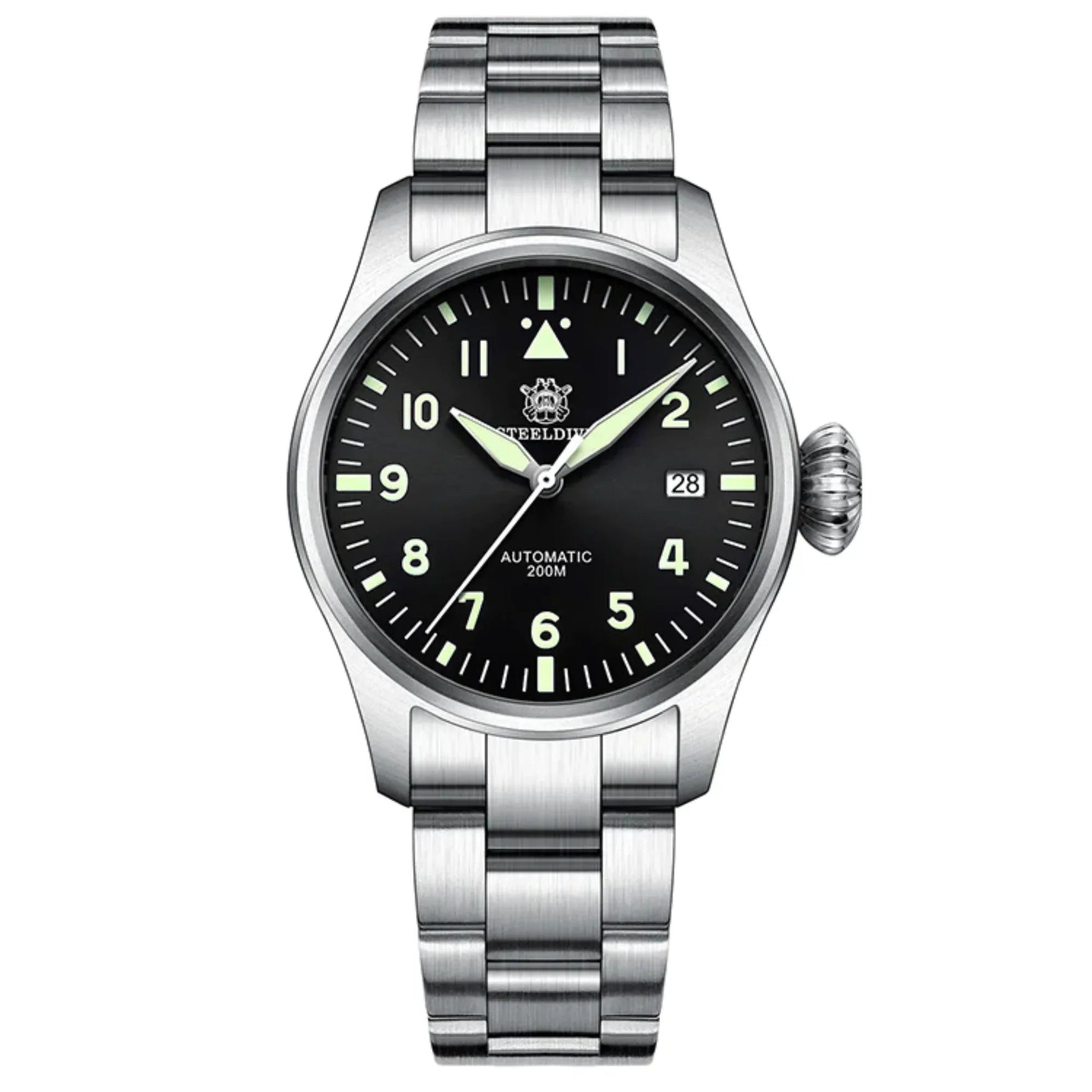 Steeldive SD1928 Classic Pilot Men Watch - Black - DREAM WATCHES