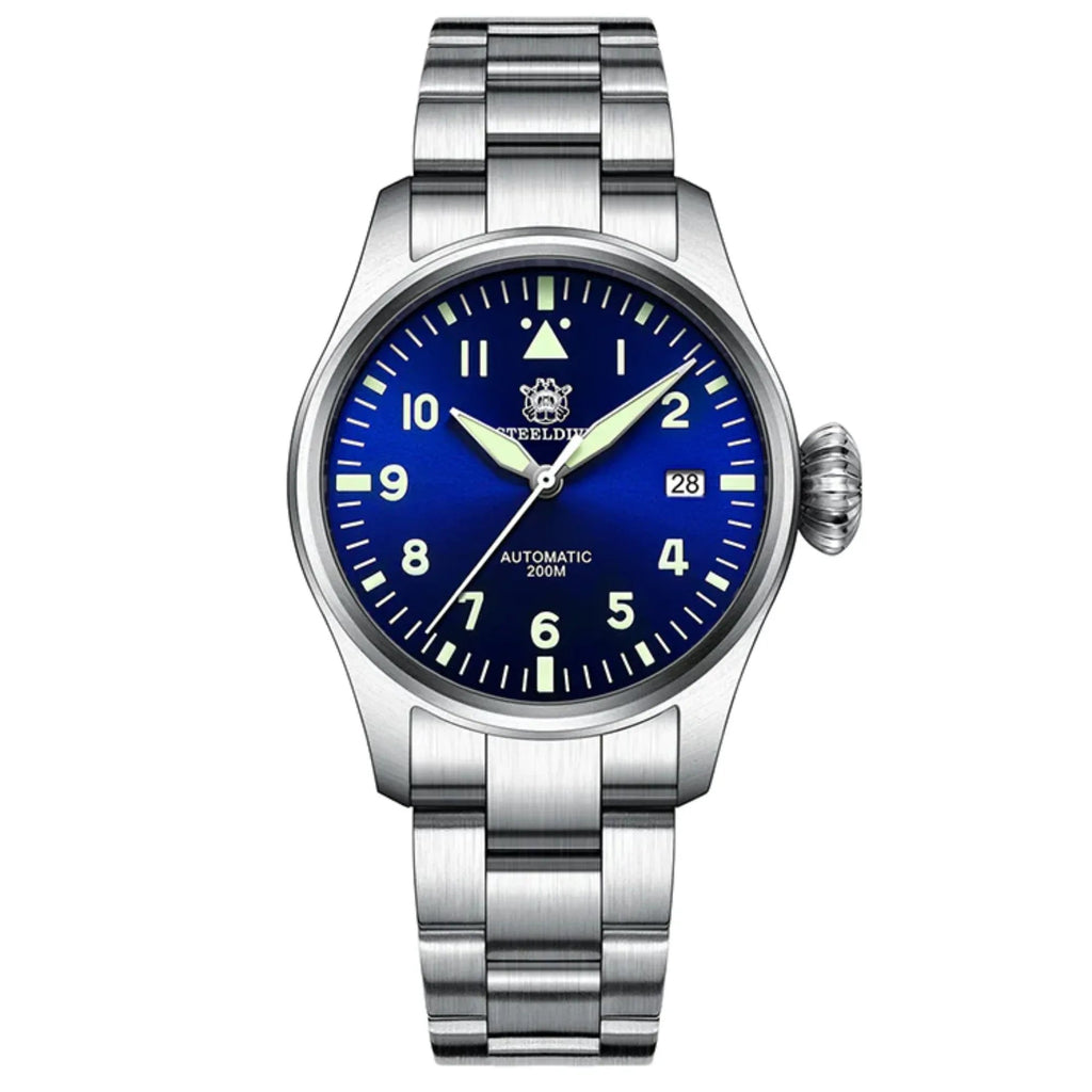 Steeldive SD1928 Classic Pilot Men Watch - Blue - DREAM WATCHES