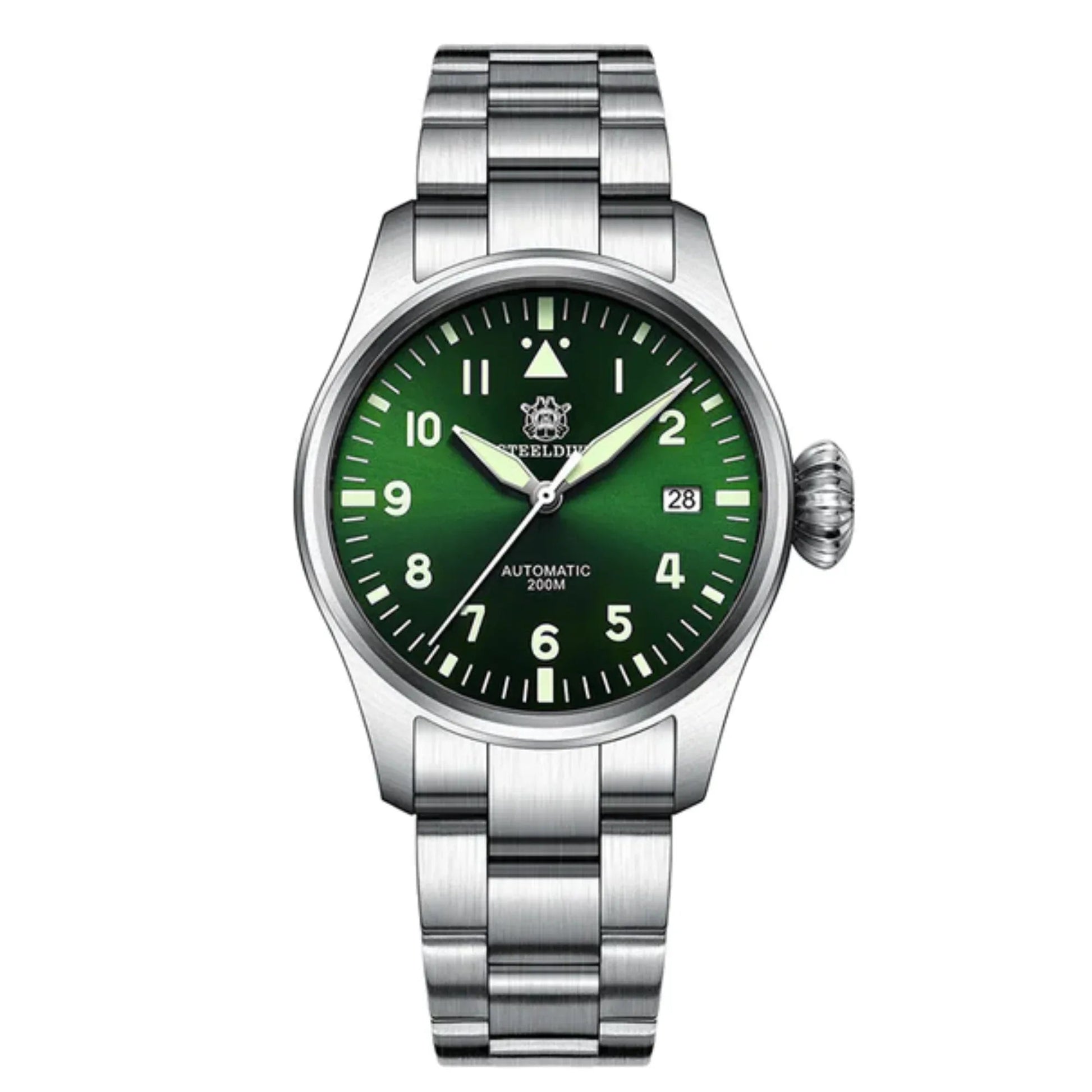 Steeldive SD1928 Classic Pilot Men Watch - Green - DREAM WATCHES