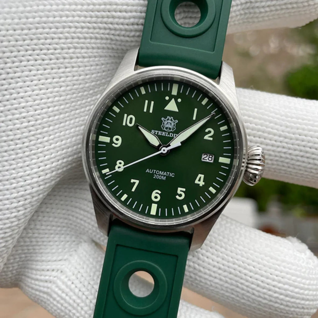Steeldive SD1928 Classic Pilot Men Watch - Green - DREAM WATCHES