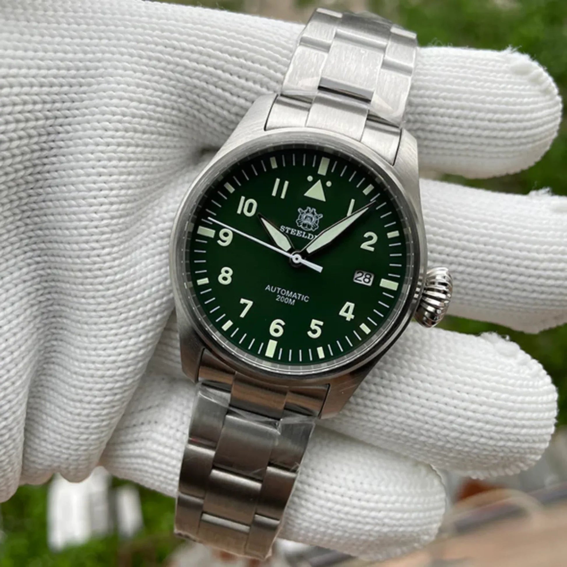 Steeldive SD1928 Classic Pilot Men Watch - Green - DREAM WATCHES