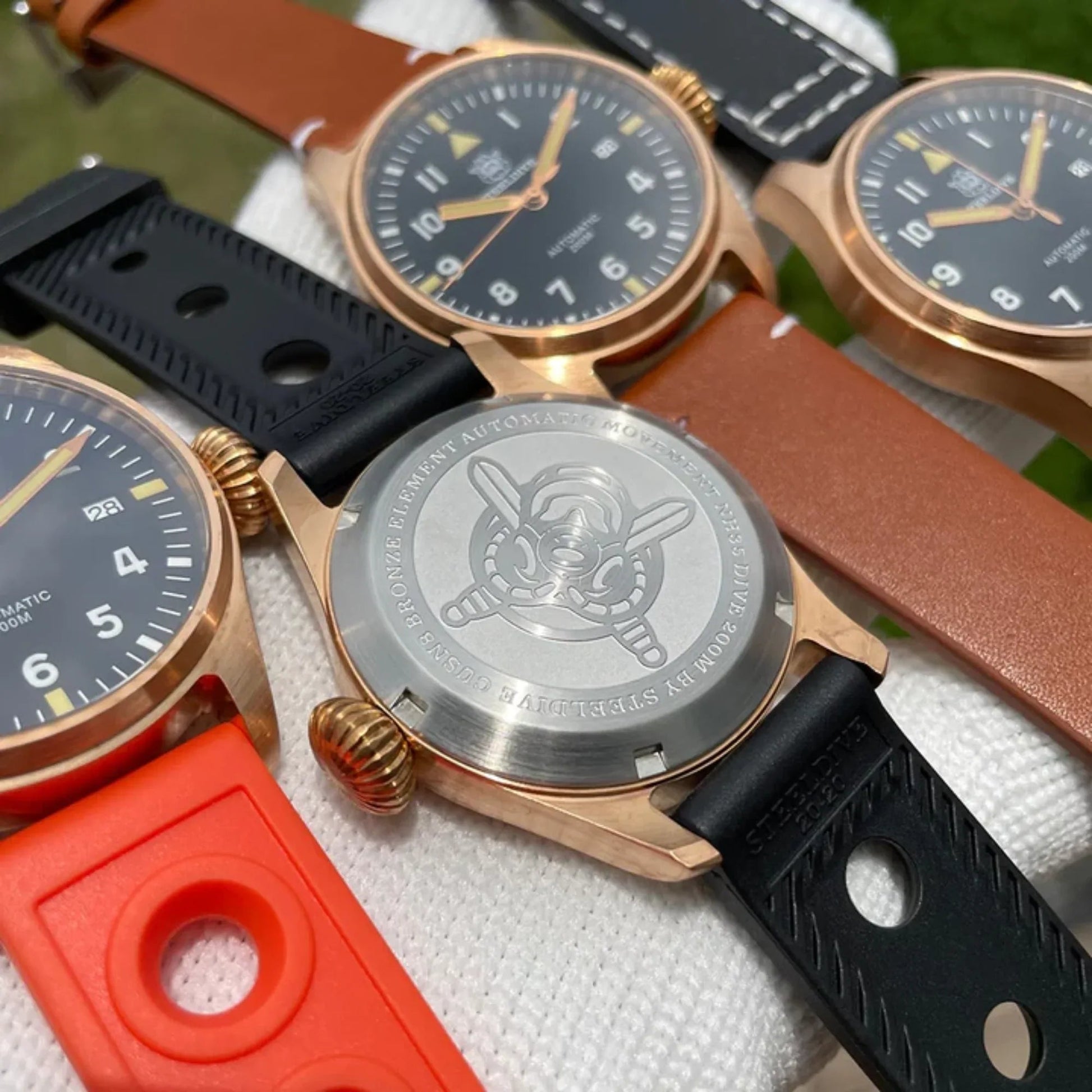 Steeldive SD1928S Bronze Pilot Watch - Onion Crown - DREAM WATCHES