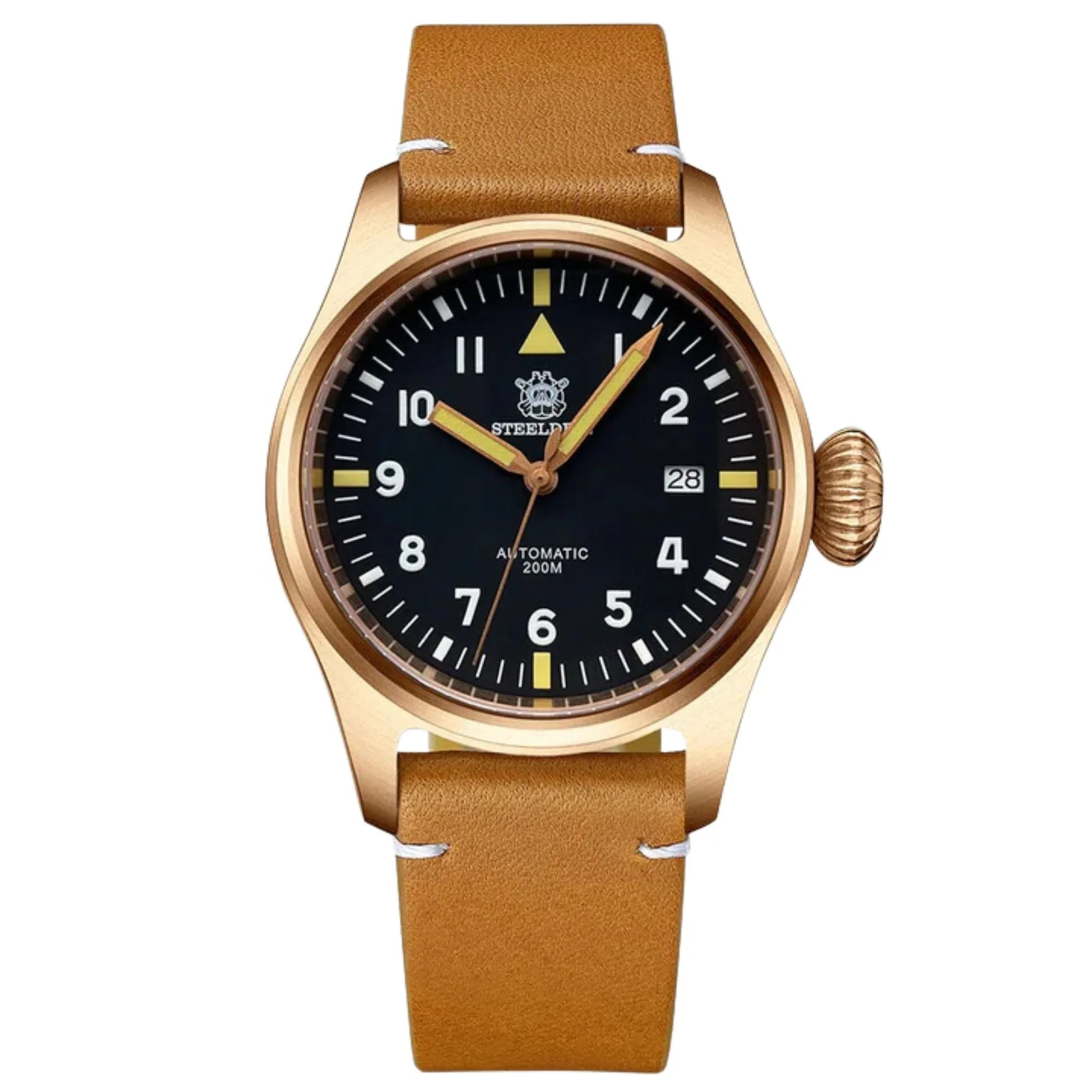 Steeldive SD1928S Bronze Pilot Watch - Onion Crown - DREAM WATCHES