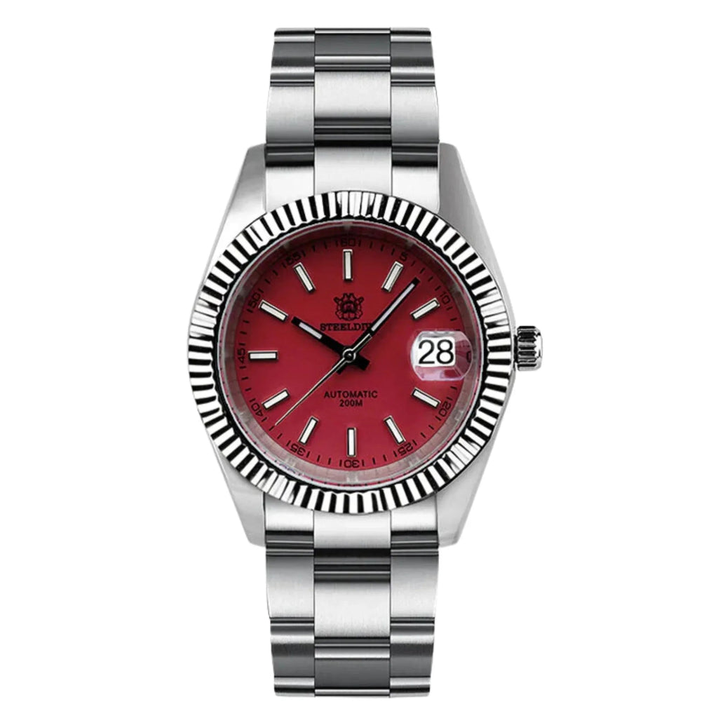 Steeldive SD1933 DJ Homage Men Watch - Red Dial With Oyster Bracelet - DREAM WATCHES