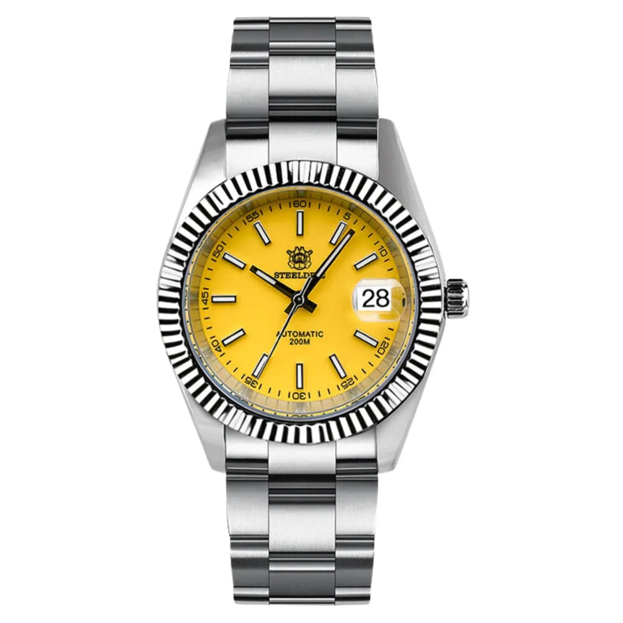Steeldive SD1933 DJ Homage Men Watch - Yellow Dial With Oyster Bracelet - DREAM WATCHES