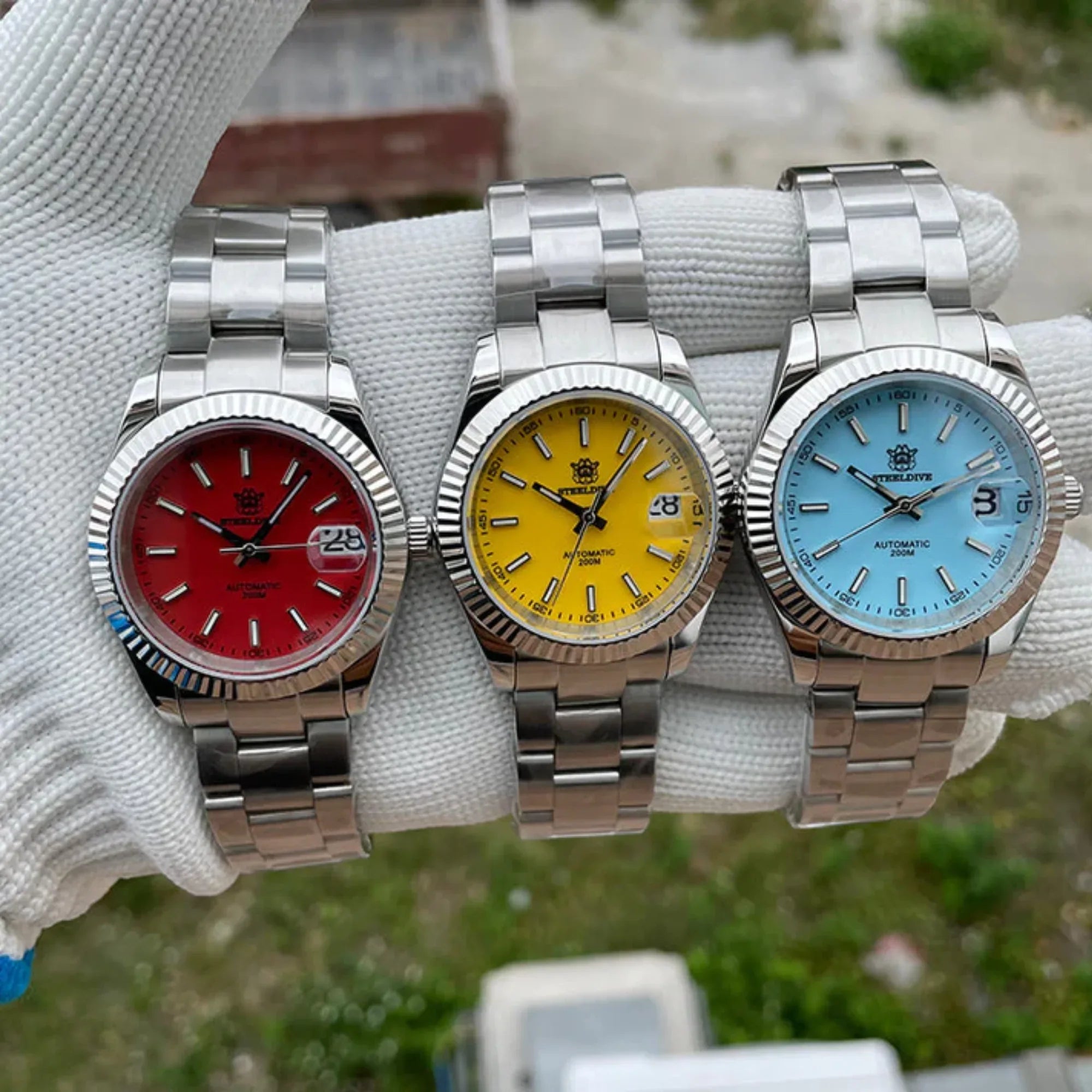 Steeldive SD1933 DJ Homage Men Watch - Yellow Dial With Oyster Bracelet - DREAM WATCHES