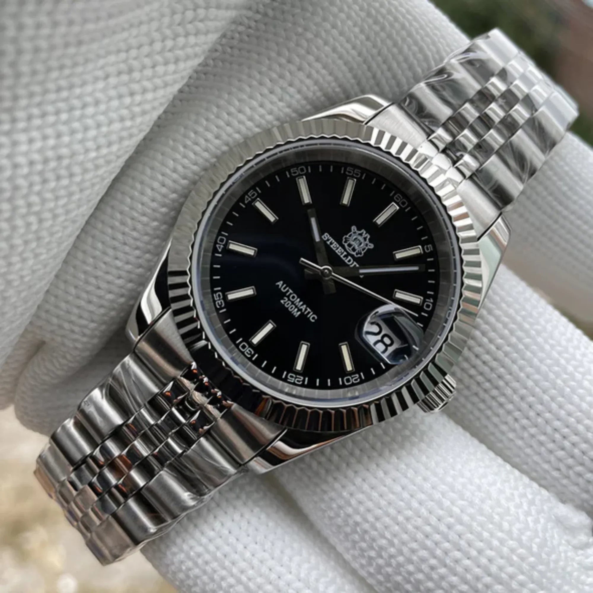 Steeldive SD1933 DJ Homage Men Watches - Black Dial with Jubilee Bracelet - DREAM WATCHES