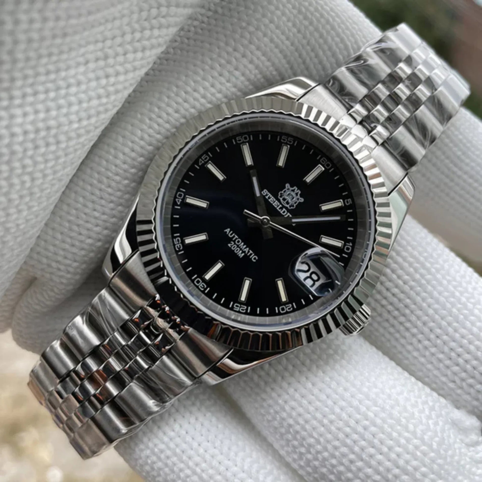 Steeldive SD1933 DJ Homage Men Watches - Black Dial with Jubilee Bracelet - DREAM WATCHES