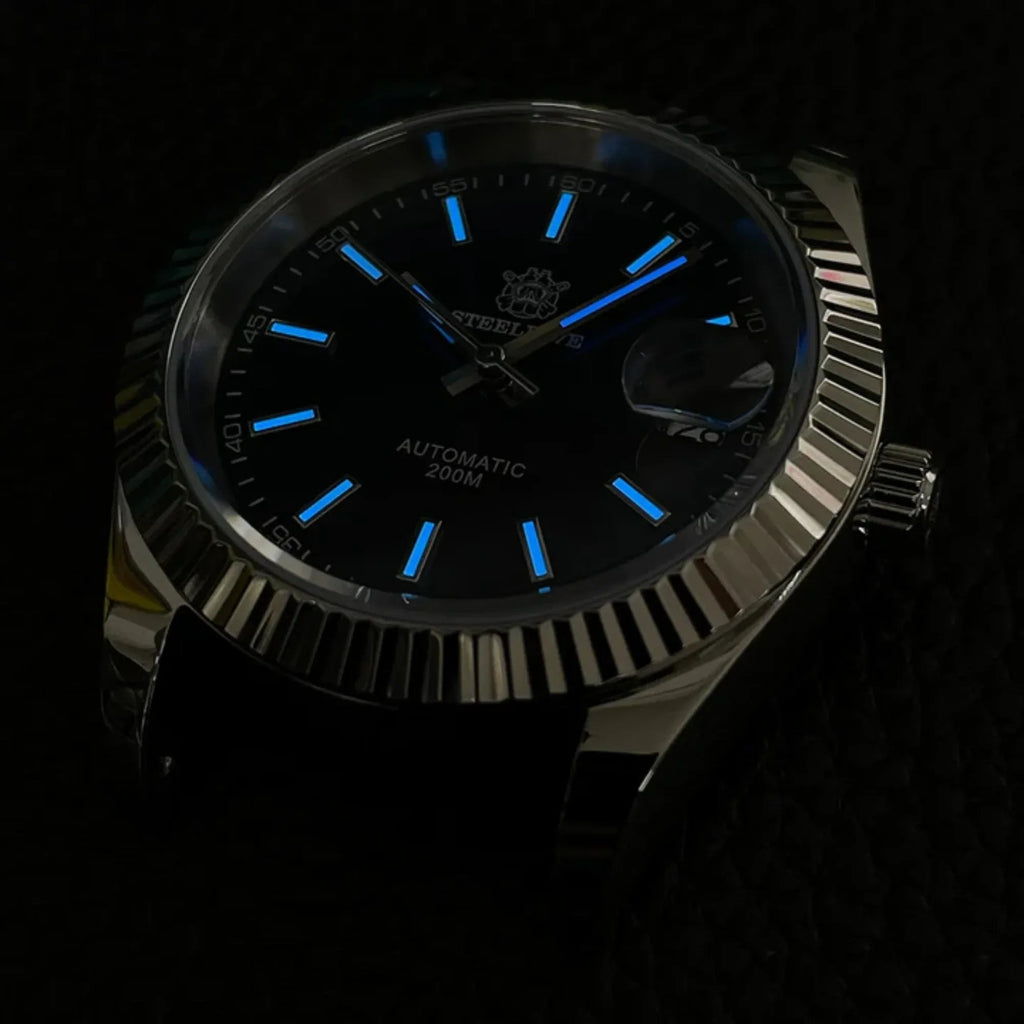 Steeldive SD1933 DJ Homage Men Watches - Fluted Bezel Pink Dial With Jubilee Bracelet - DREAM WATCHES