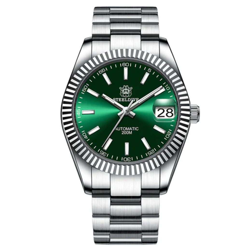 Steeldive SD1933 DJ Homage Men Watches - Green Dail With Jubilee Bracelet - DREAM WATCHES