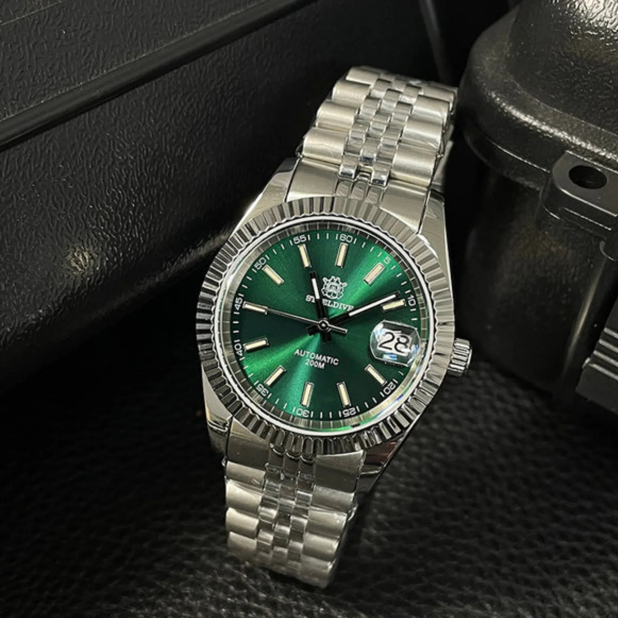 Steeldive SD1933 DJ Homage Men Watches - Green Dail With Jubilee Bracelet - DREAM WATCHES
