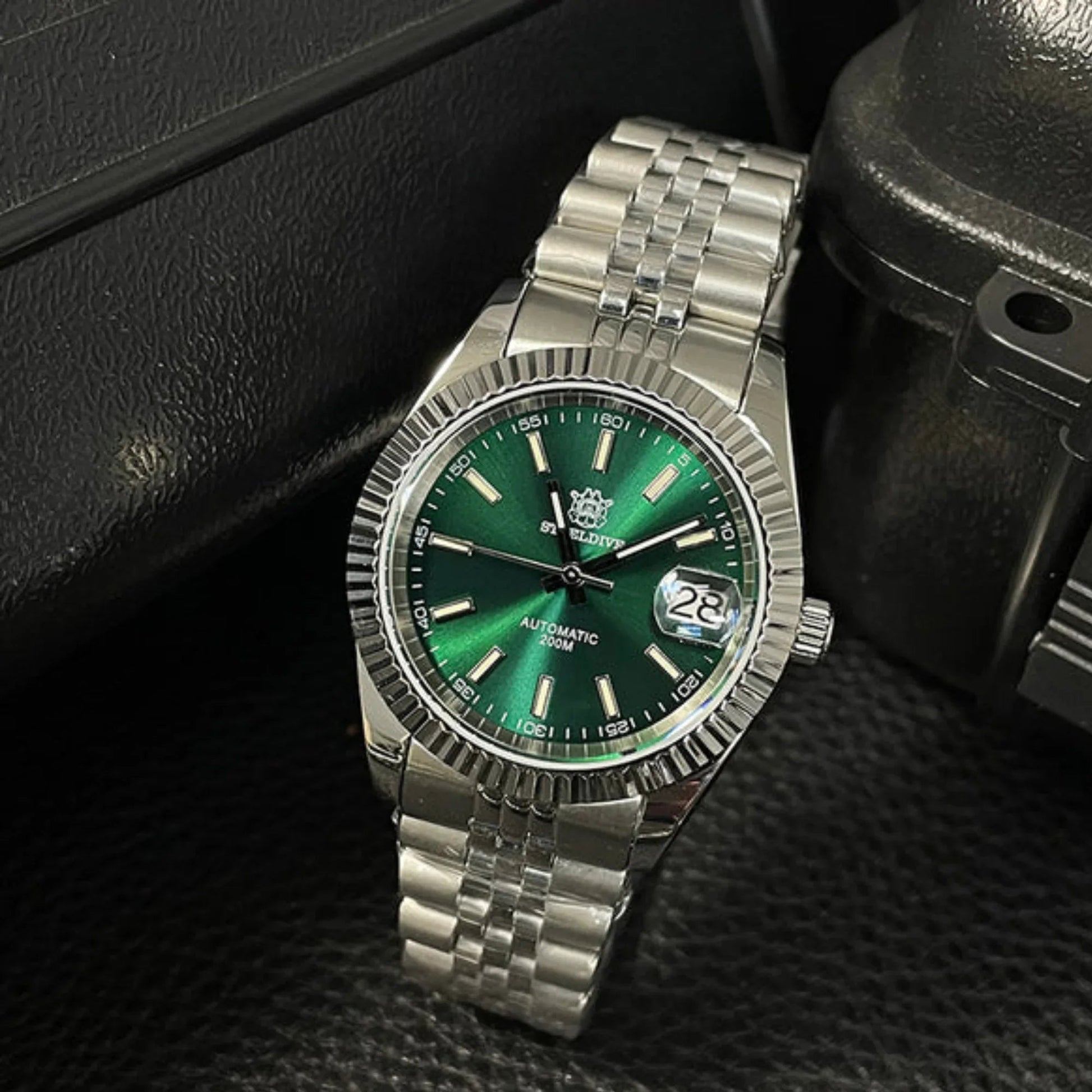 Steeldive SD1933 DJ Homage Men Watches - Green Dail With Jubilee Bracelet - DREAM WATCHES