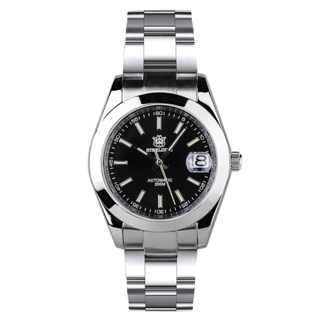 Steeldive SD1934 Vintage Diver Watch - Black Dial With Oyster Bracelet - DREAM WATCHES
