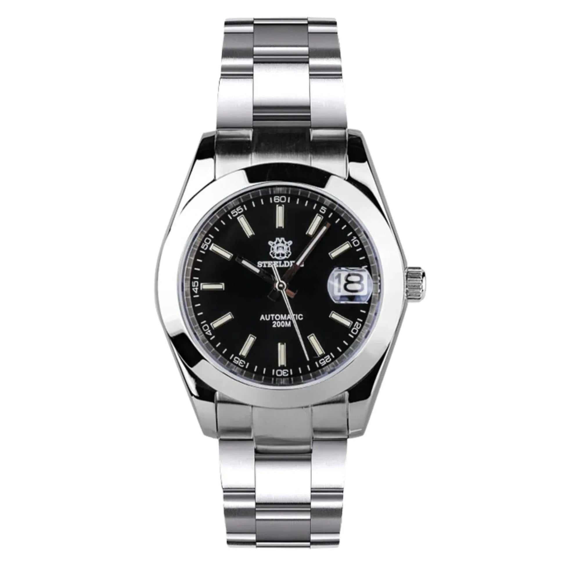 Steeldive SD1934 Vintage Diver Watch - Black Dial With Oyster Bracelet - DREAM WATCHES
