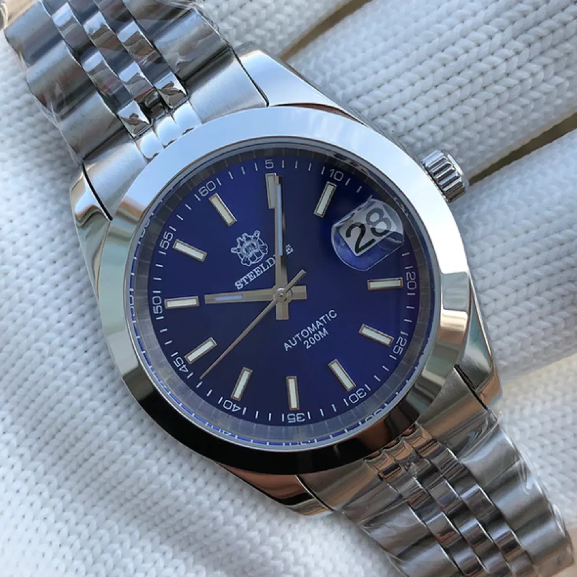 Steeldive SD1934 Vintage Diver Watch - Blue Dial With Jubilee Bracelet - DREAM WATCHES