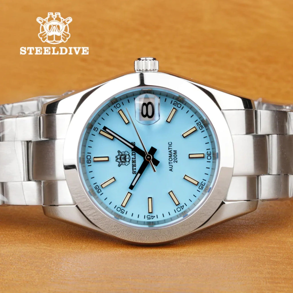 Steeldive SD1934 Vintage Diver Watch - Blue Dial With Oyster Bracelet - DREAM WATCHES